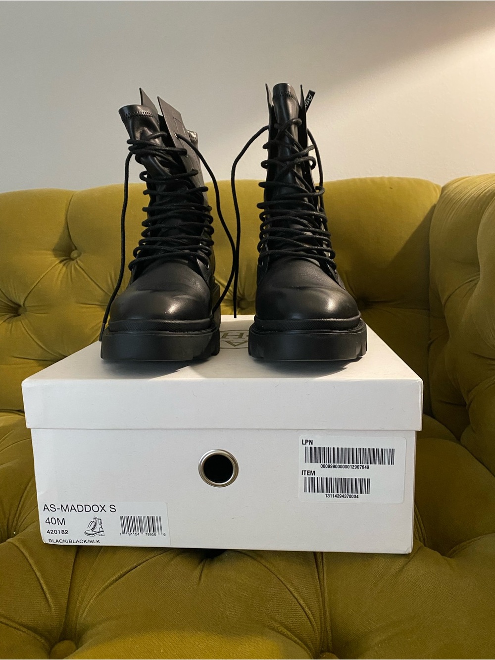 ASH MADDOX Black Lace-Up Women's Combat Boots 40